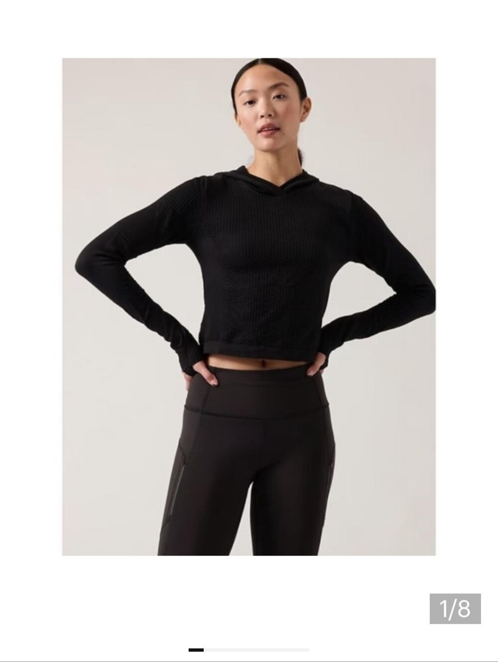 ATHLETA Flurry Seamless Hoodie Black {LL38} Med.  New